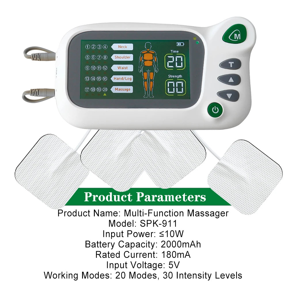 Rechargeable TENS Massager Pulse Acupuncture EMS Electric Muscle Stimulator Unit Electrostimulator Digital Relax Device