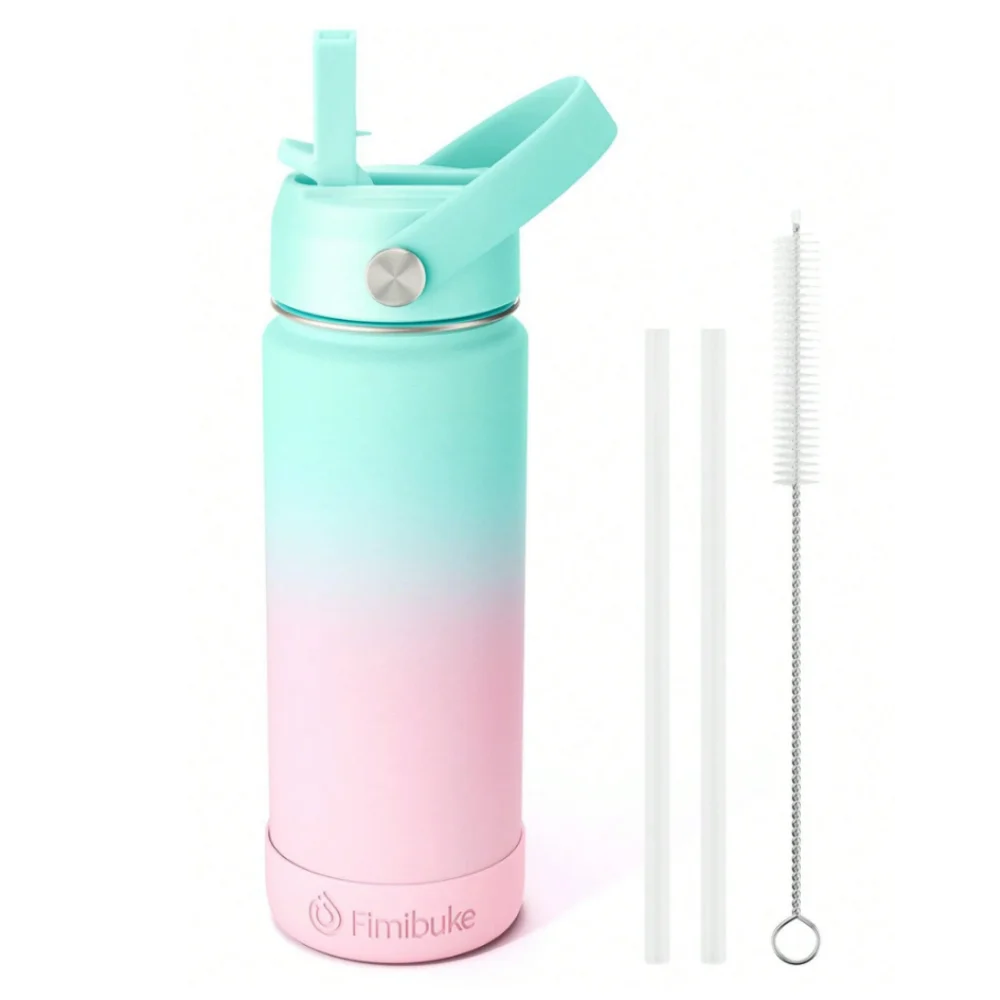 Water Bottle With Straw, 18oz 18 8 Stainless Steel Water Bottles With Lid, Tumbler Double Wall Vacuum Leak Proof Water Bottle F