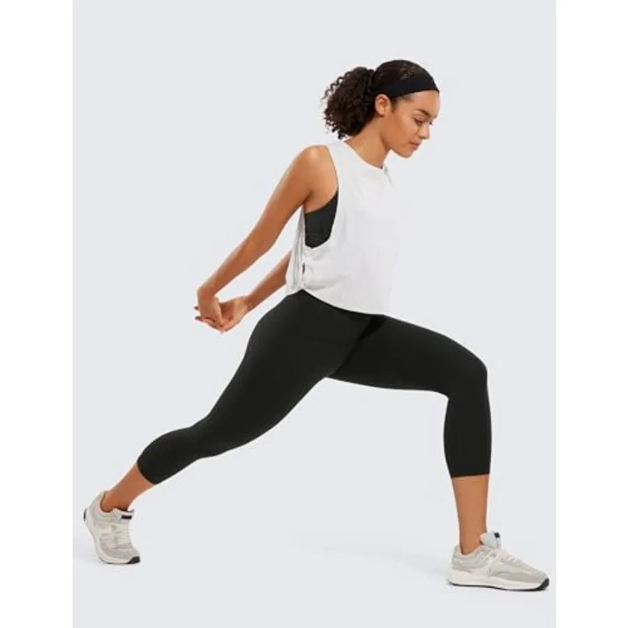 Butterluxe Workout Capri Leggings Pockets 21" - High Waisted Gym Athletic Womens Crop Yoga