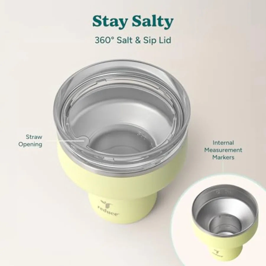 Saltini 16 oz Cocktail Tumbler - Insulated Margarita Tumbler with Lid - Keeps Drinks Cold for 10 Hours - 360 Sippable Martini G