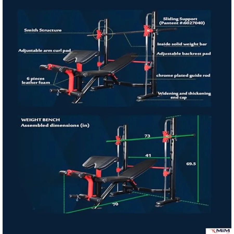 Compact Smith Machine and Squat Rack Pro Multi Functions Power Rack Dip Up Sit Up All in One Home Gym Super Pro Rack
