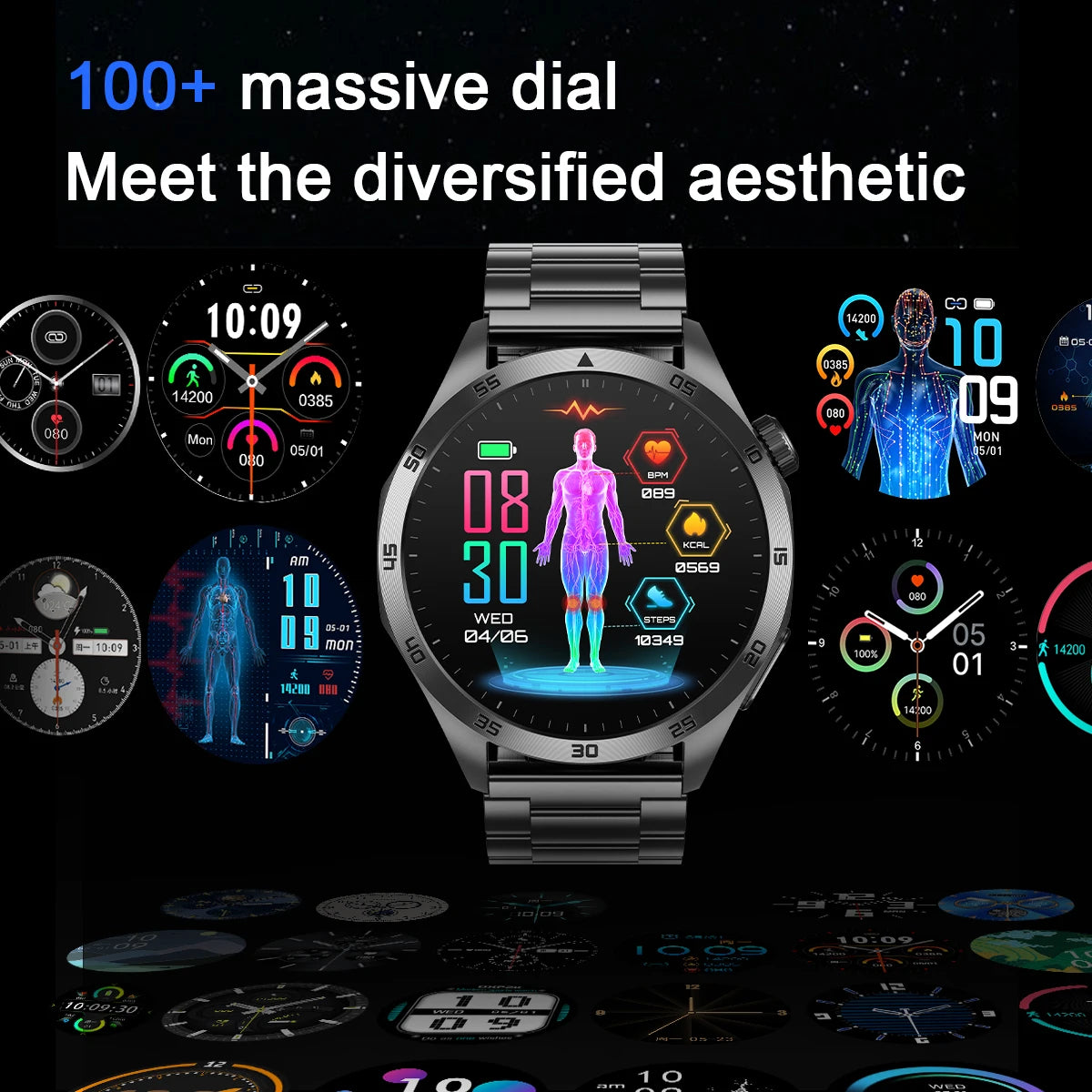 Marsyu 2026 New Nursing Grade Smart Watch ECG+PPG Blood Lipid Blood pressure Uric Acid HD Bluetooth Call Clock Health Smart Watch Men For iOS Android New Health Measurement SmartWatch Men Blood Oxygen Pressure HD Bluetooth Ca