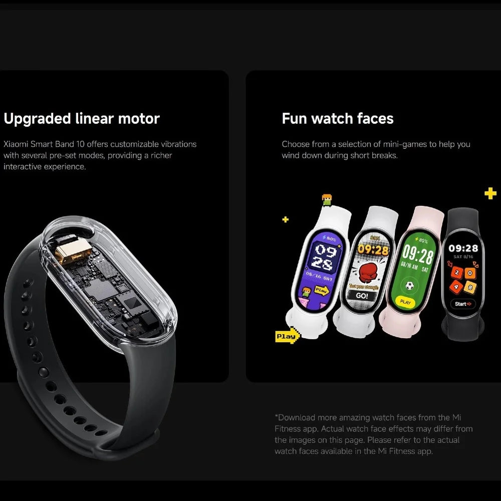 Global Version Xiaomi Smart Band 10 1.72" AMOLED Display 21-day Battery 150+ Sports Modes Heart Rate Broadcast Smart Watch 5ATM