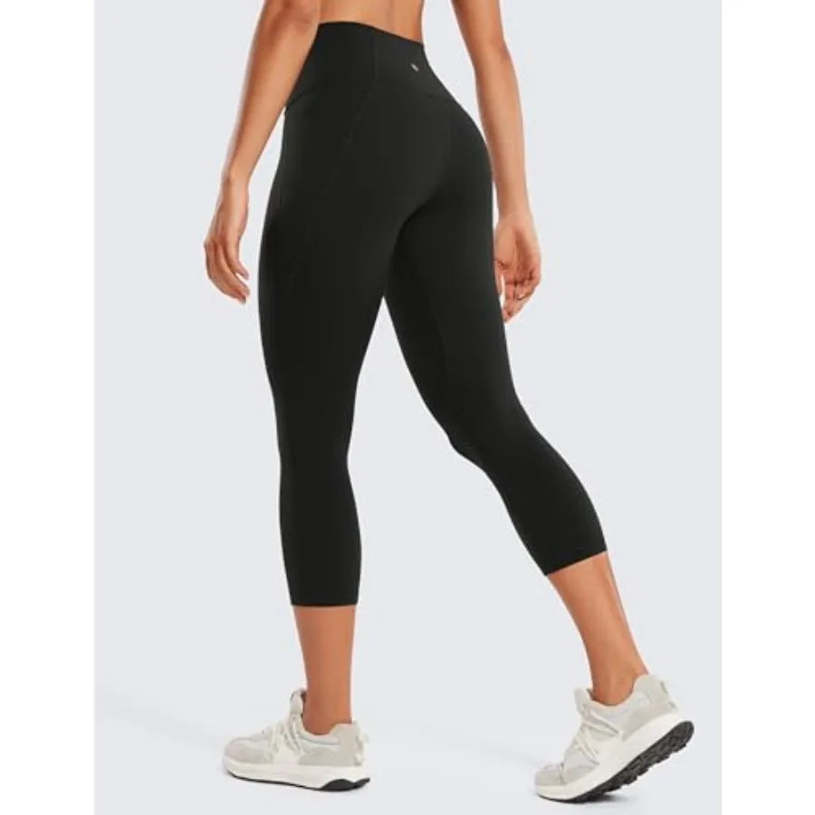 Butterluxe Workout Capri Leggings Pockets 21" - High Waisted Gym Athletic Womens Crop Yoga
