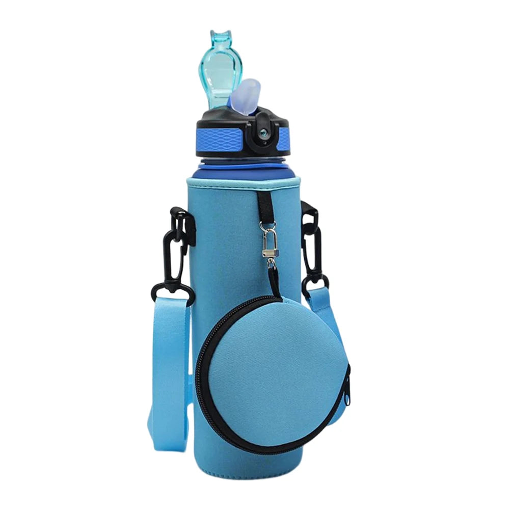 Neoprene Water Bottle Bag Cover Non-slip Water Bottle Holder Neoprene Carrier with Adjustable Shoulder Strap for Outdoor Sports