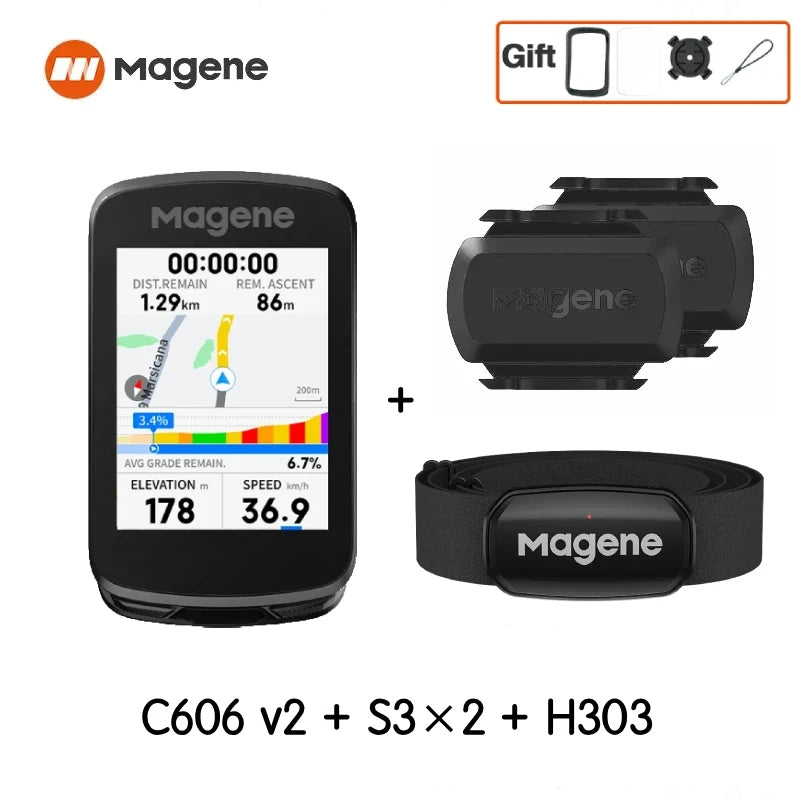 Magene C606V2 Touchscreen GPS Bike Computer WiFi Speedometer Cycling Climb Stopwatch Odometer Bluetooth Ant Navigation