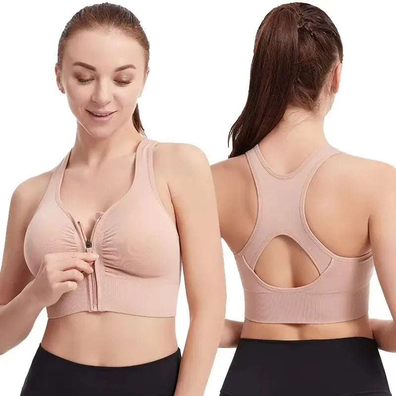 CZGUKE Women's zipper sports bra vest plus size shock resistant bra women's yoga running fitness bra women's underwear