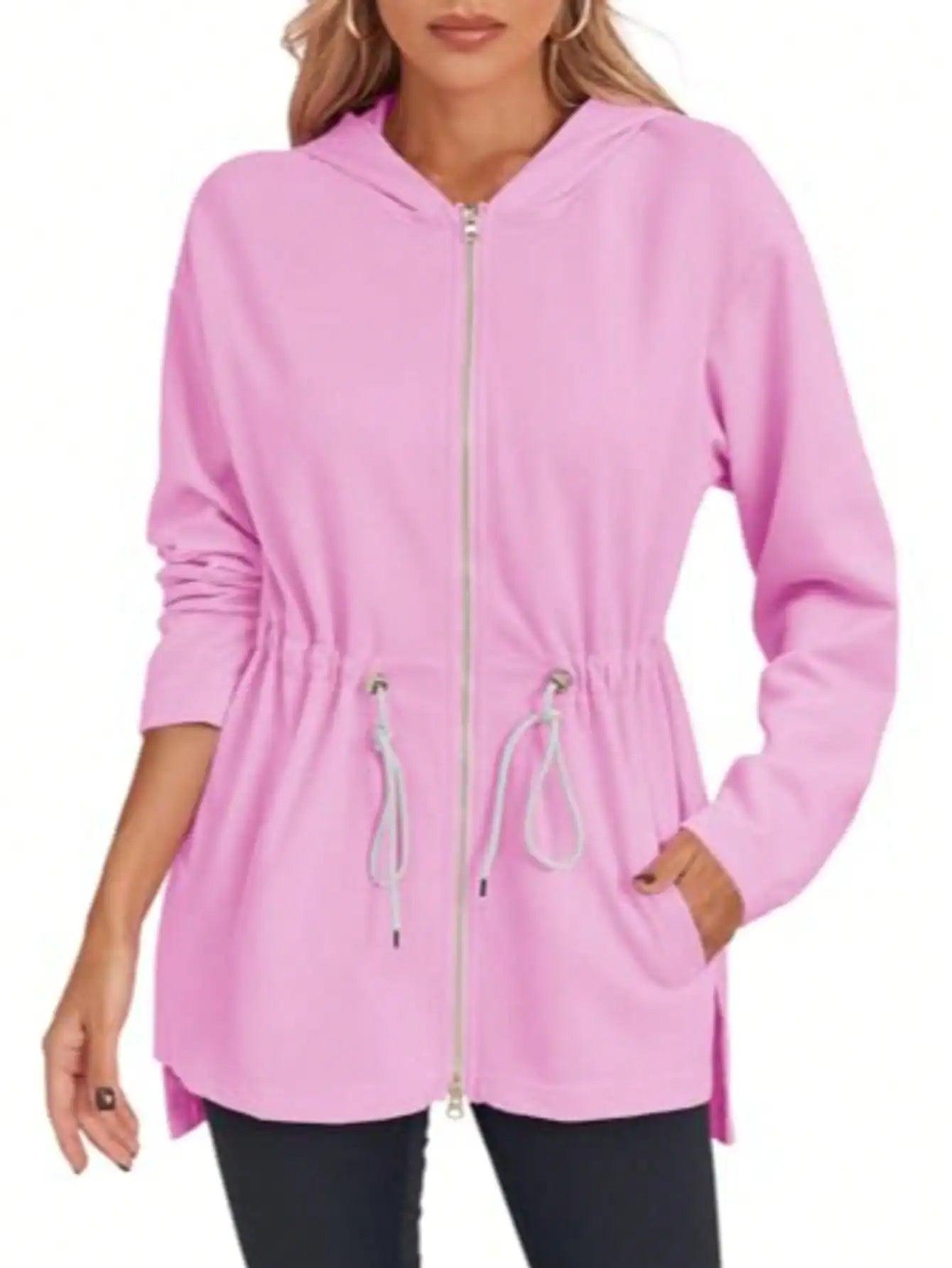Women's Oversized Zip Up Hoodie Loose Cotton Drawstring Long Sleeve Casual Streetwear Y2K Gothic Grunge Loungewear