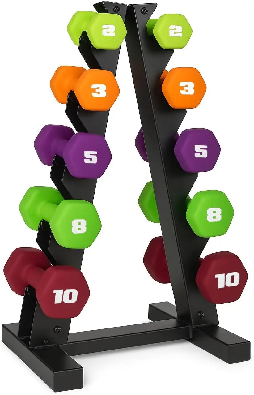Home Gym Workout, Neoprene Dumbbells, Neoprene, Color Series, Comes with Rack