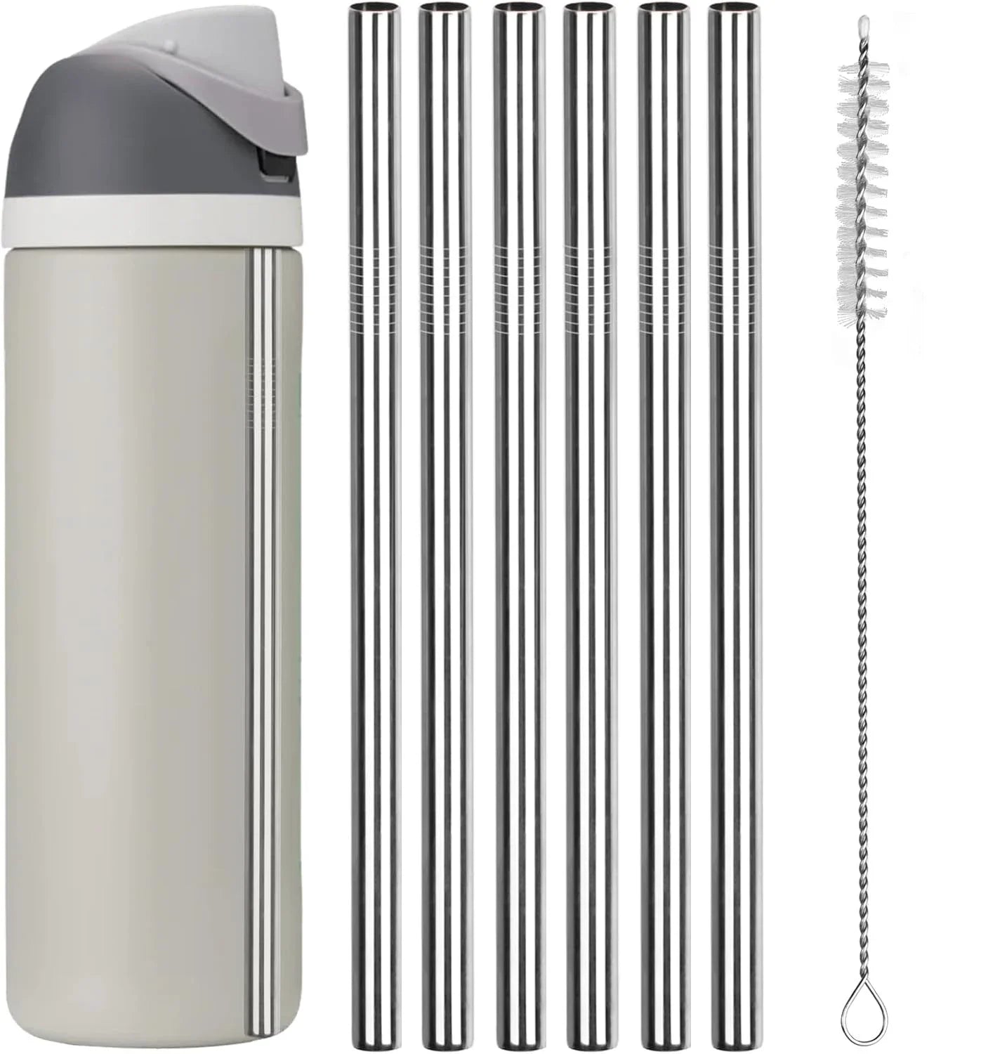 2/4/6Pcs Metal Replacement Straws for Owala Water Bottle 24 oz 32 oz, With 1 Cleaning Brush, Reusable Stainless Steel Straws