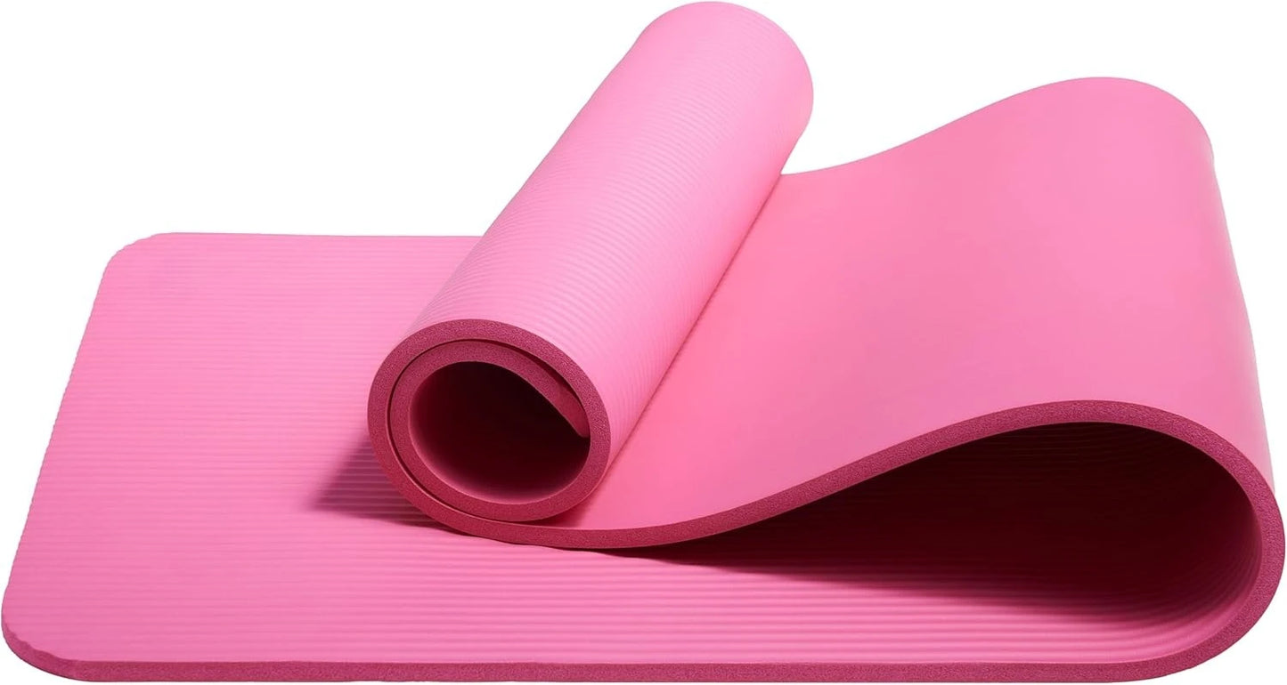 Basics Extra Thick Exercise Yoga Mat with Carrying Strap