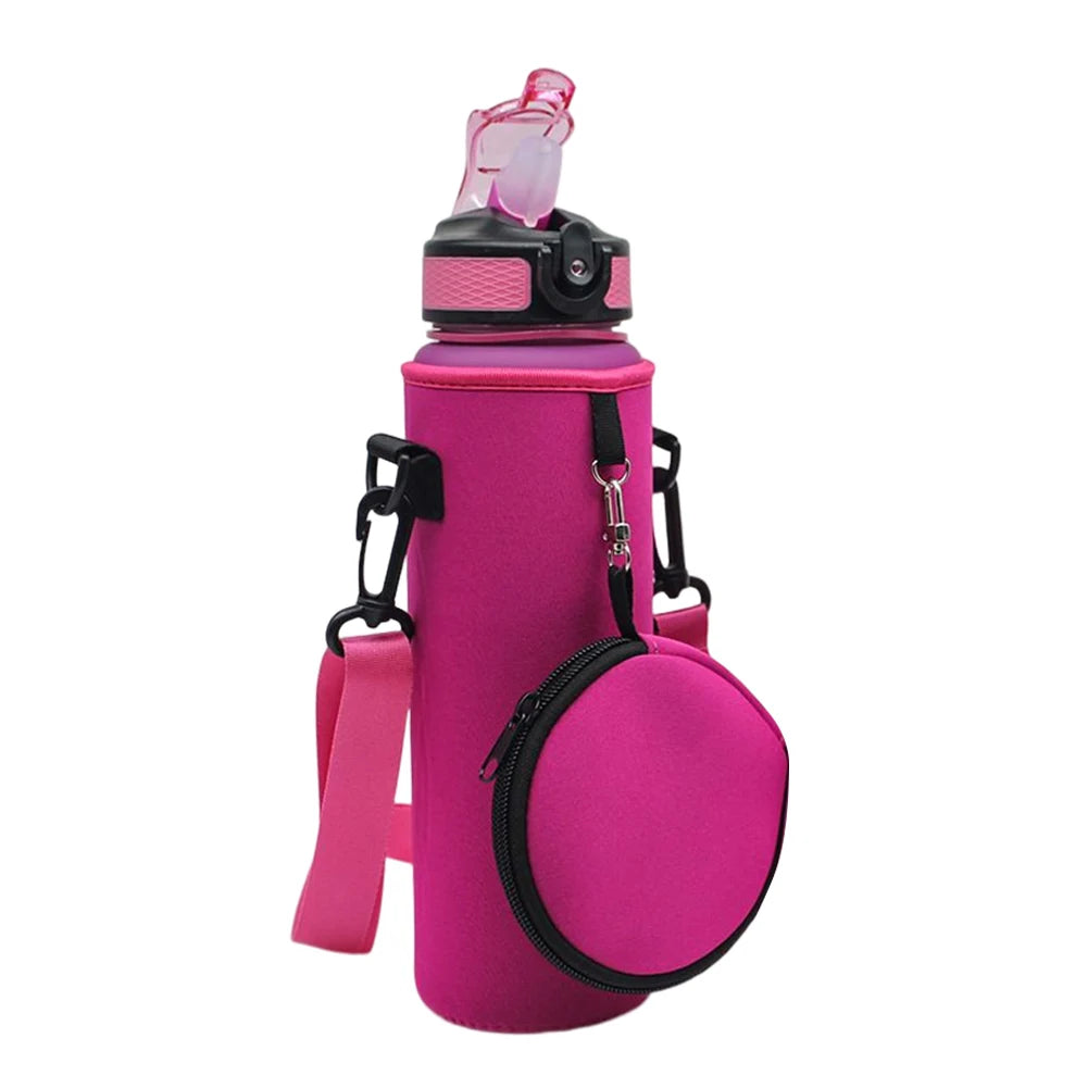 Neoprene Water Bottle Bag Cover Non-slip Water Bottle Holder Neoprene Carrier with Adjustable Shoulder Strap for Outdoor Sports