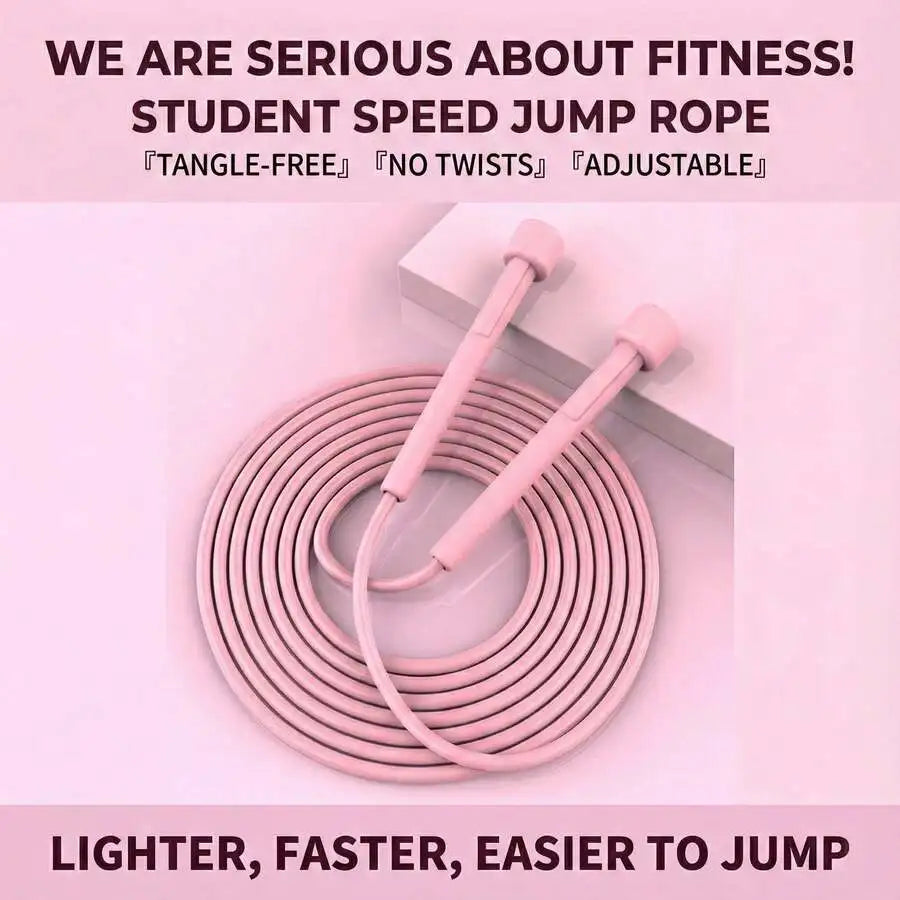 1 Pcs Adjustable Speed Jump Rope Tangle-Free Skipping Rope For Women Men And Student Fitness Cardio. Lightweight Pink PVC Exerci