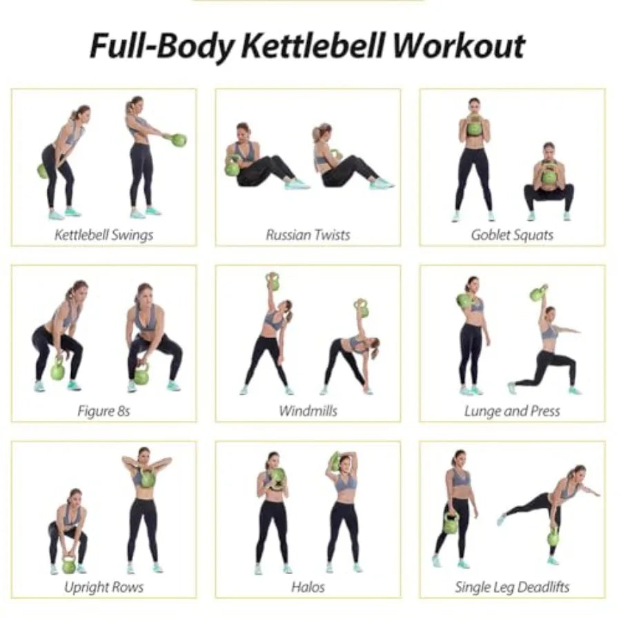 15lbs Kettlebell Set for Women Vinyl Coated Fitness Weight with Wide Comfort Grip Durable Cast Iron Sand Kettle Bell for Home G