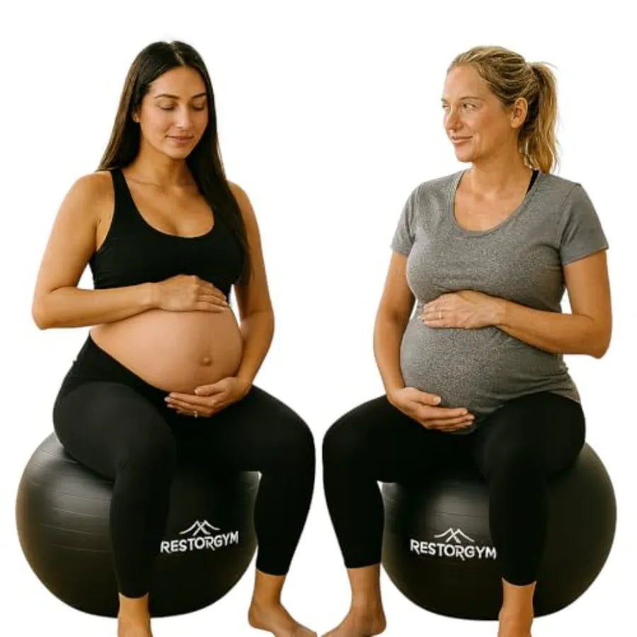 Yoga Ball 65cm Peanut Ball 45-90cm Set for Pregnancy Strength Flexibility - Fitness Exercise Balance Ball PVC Blue Anti-Burst N