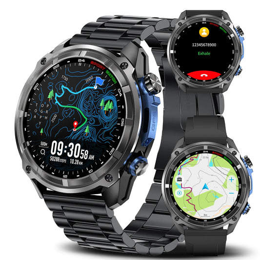 2025 New Military GPS Map NFC 4GB Memory Sports Smart Watch Men Waterproof Fitness Trackr Bluetooth call 860Mah Battery Bracelet