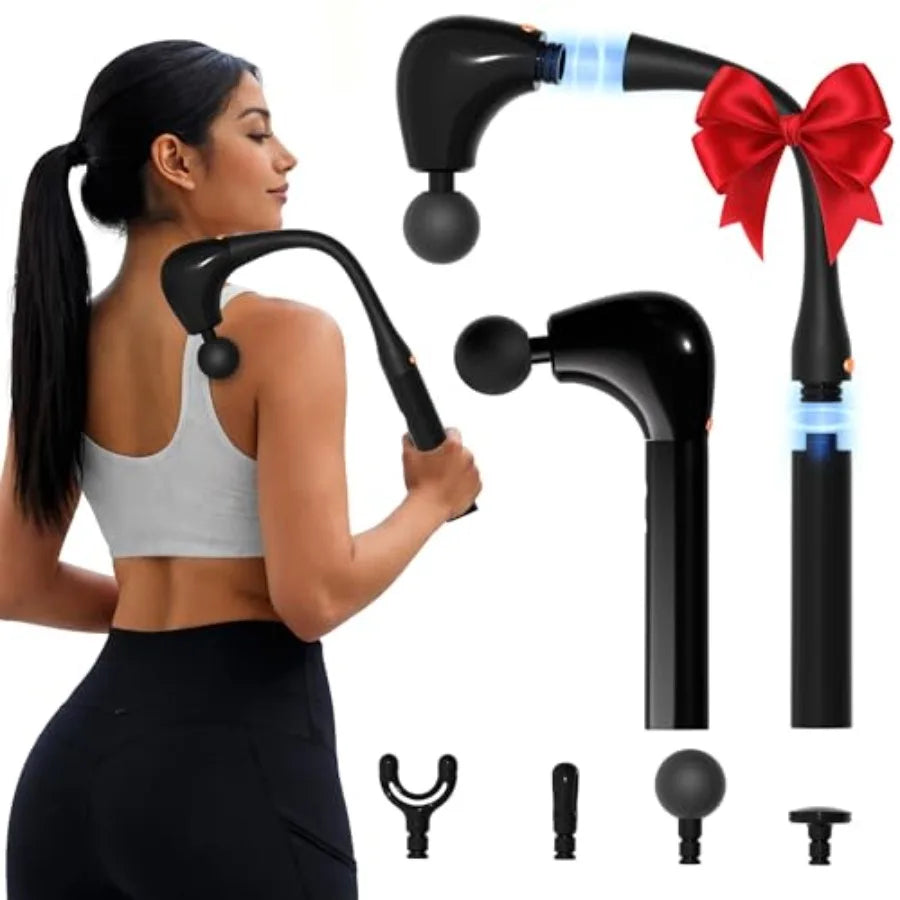 Massage Gun Deep Tissue with Extension Handle Professional Percussion 2-in-1 Detachable Back Massager for Pain ReliefMuscle Rel